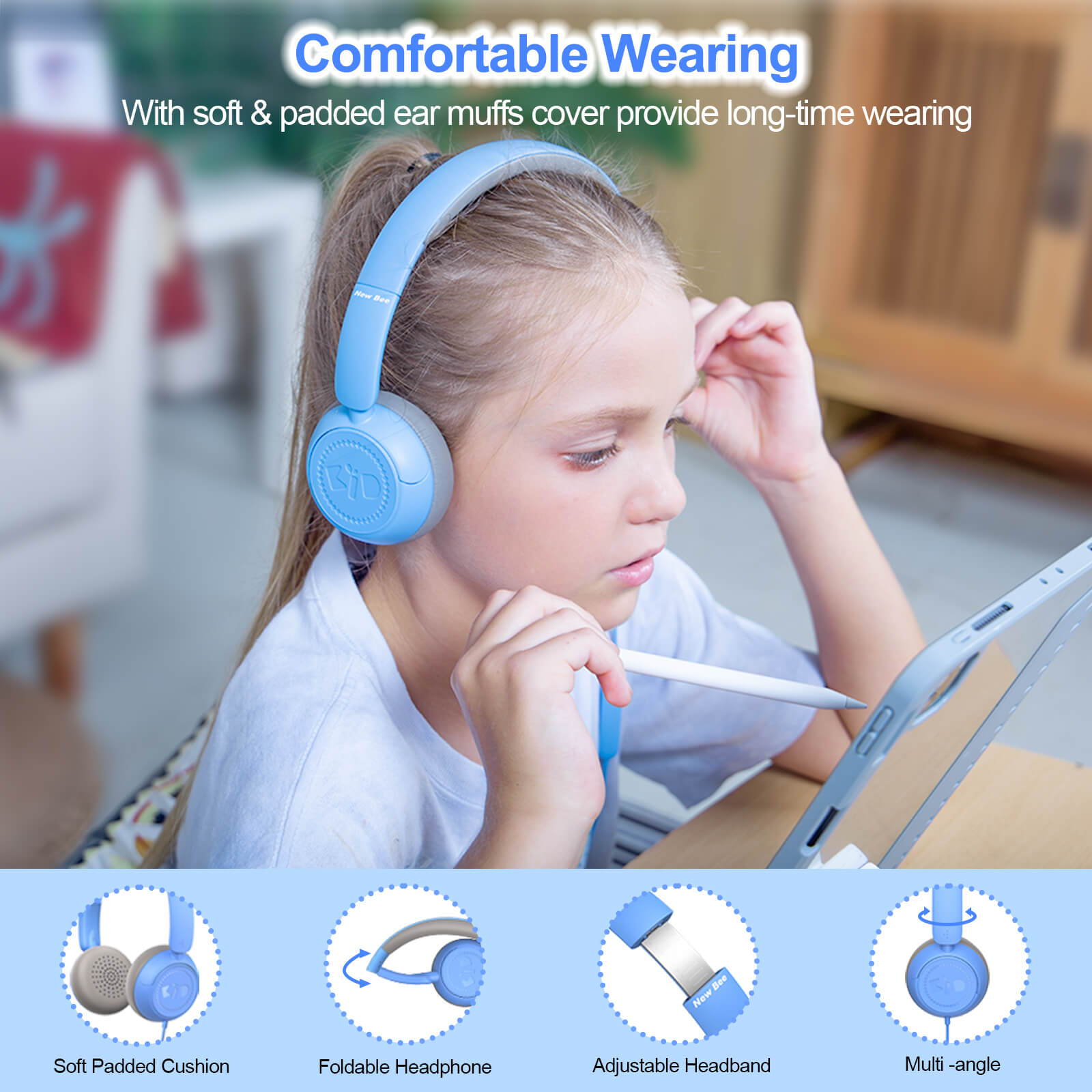 Kids foldable top headphones